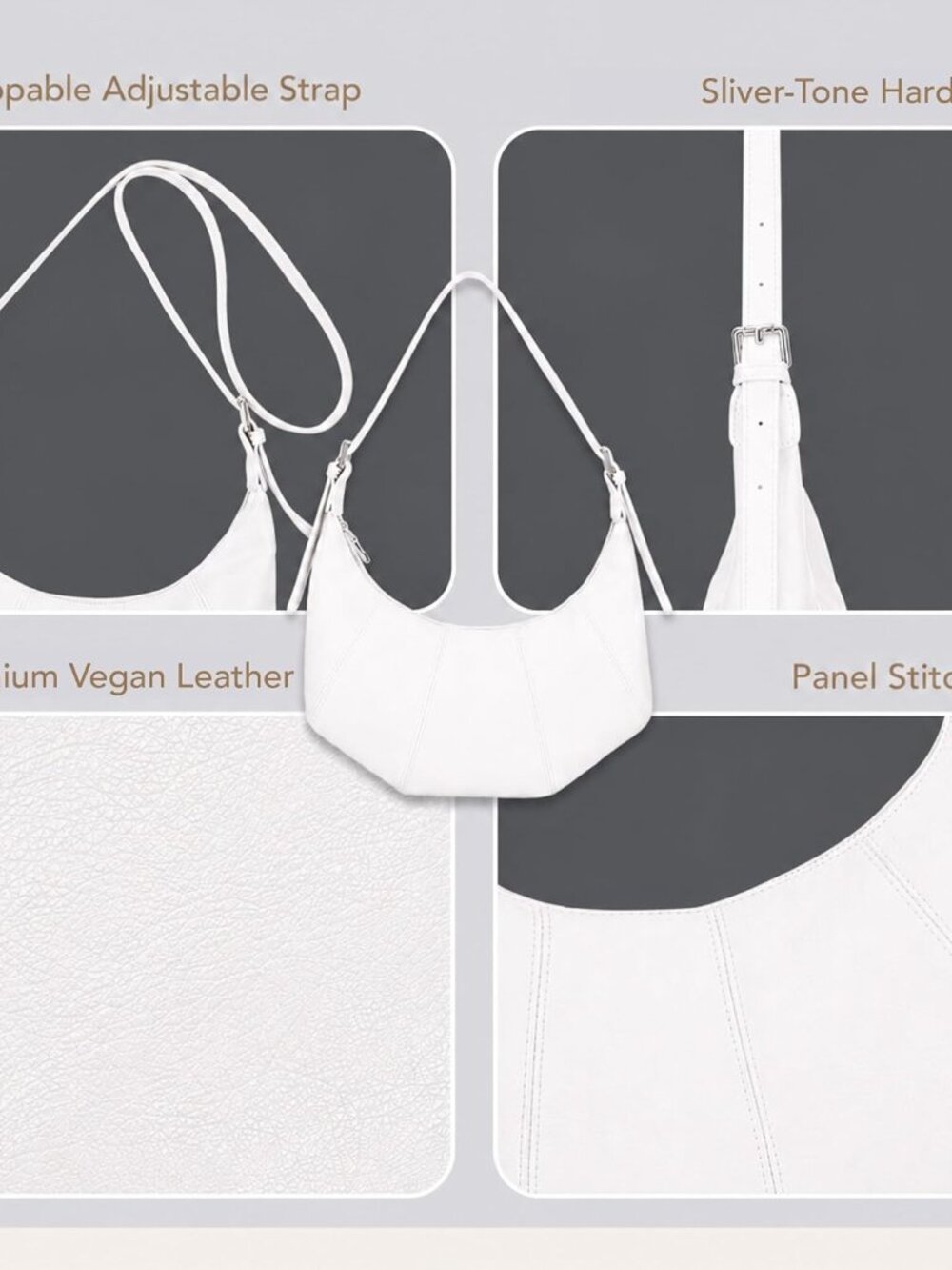 Small Slouchy Shoulder Bag for Women -Soft Vegan Leather Hobo Purse &Crossbody H - Picture 5 of 6